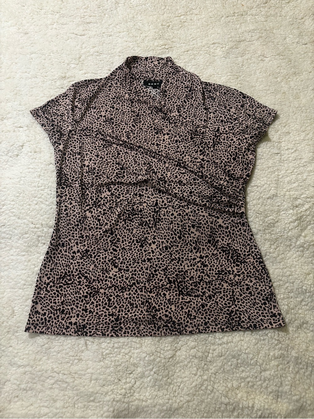 DKNY brown Leopard Print Short Sleeve Top0247